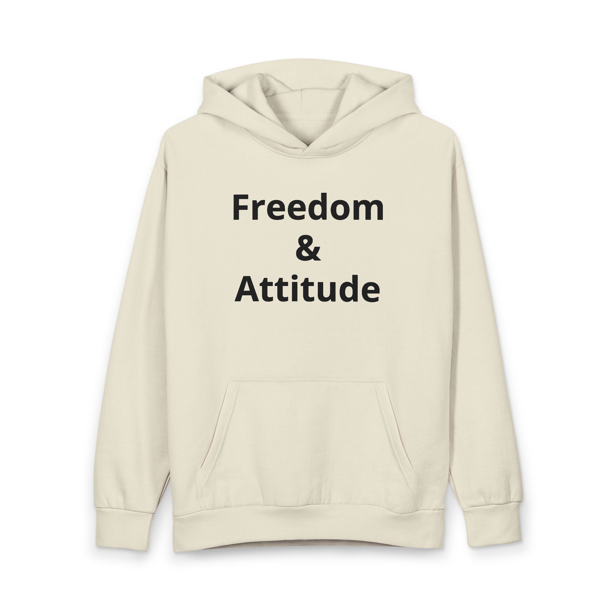 Freedom & Attitude Hoodie — Bold Text Pullover for Casual Streetwear