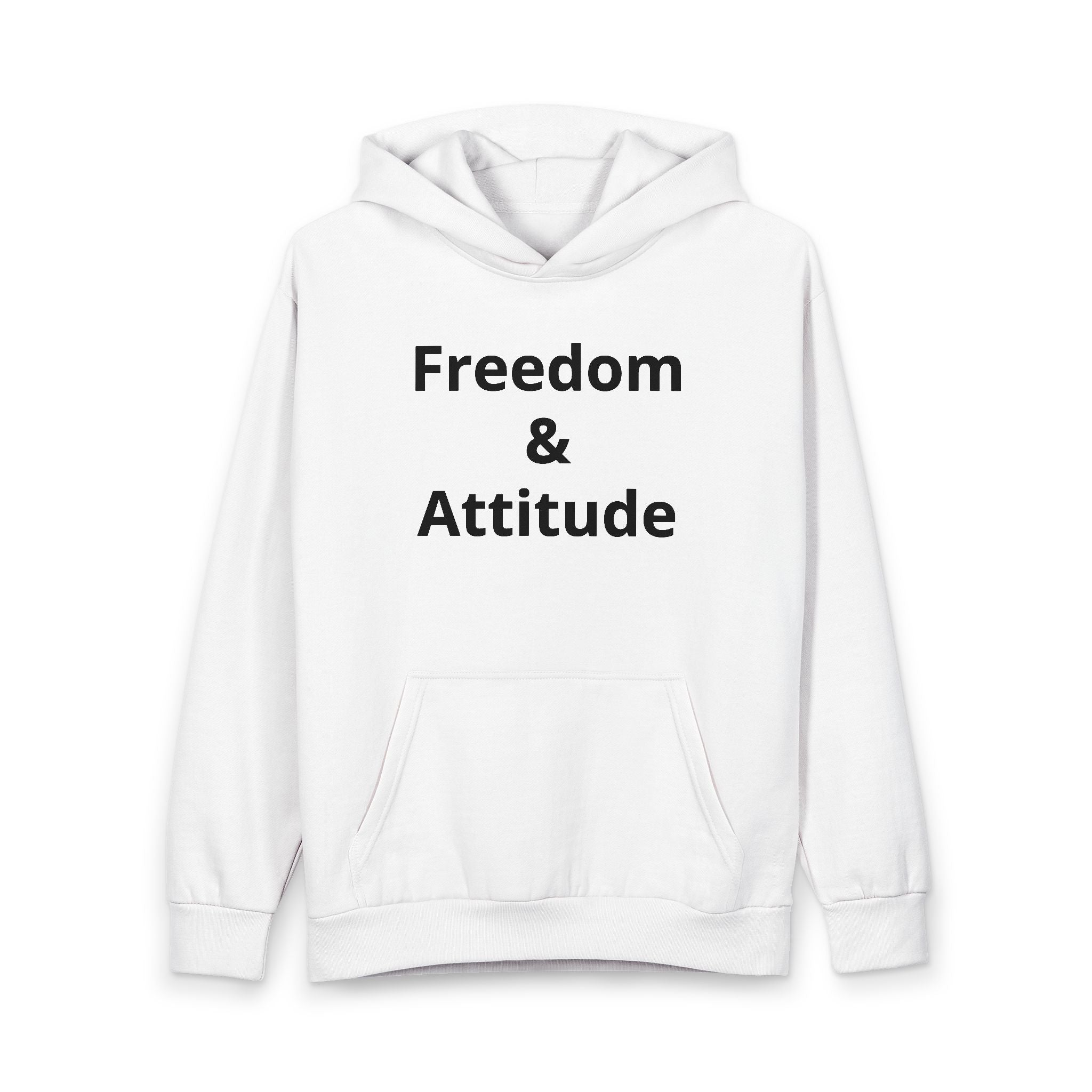 Freedom & Attitude Hoodie — Bold Text Pullover for Casual Streetwear
